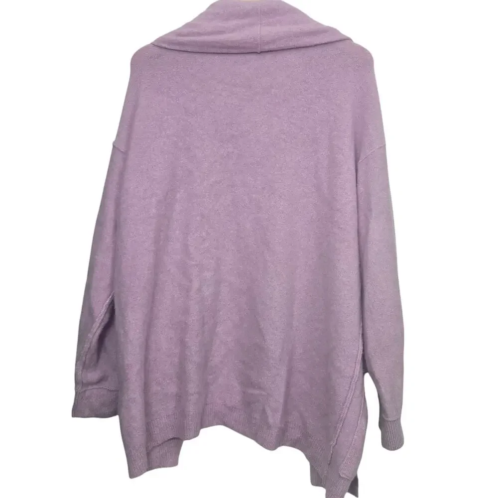 Free People Cashmere Duster Cardigan Size S Park Ave Lilac Pink Pockets Longline - Picture 9 of 9